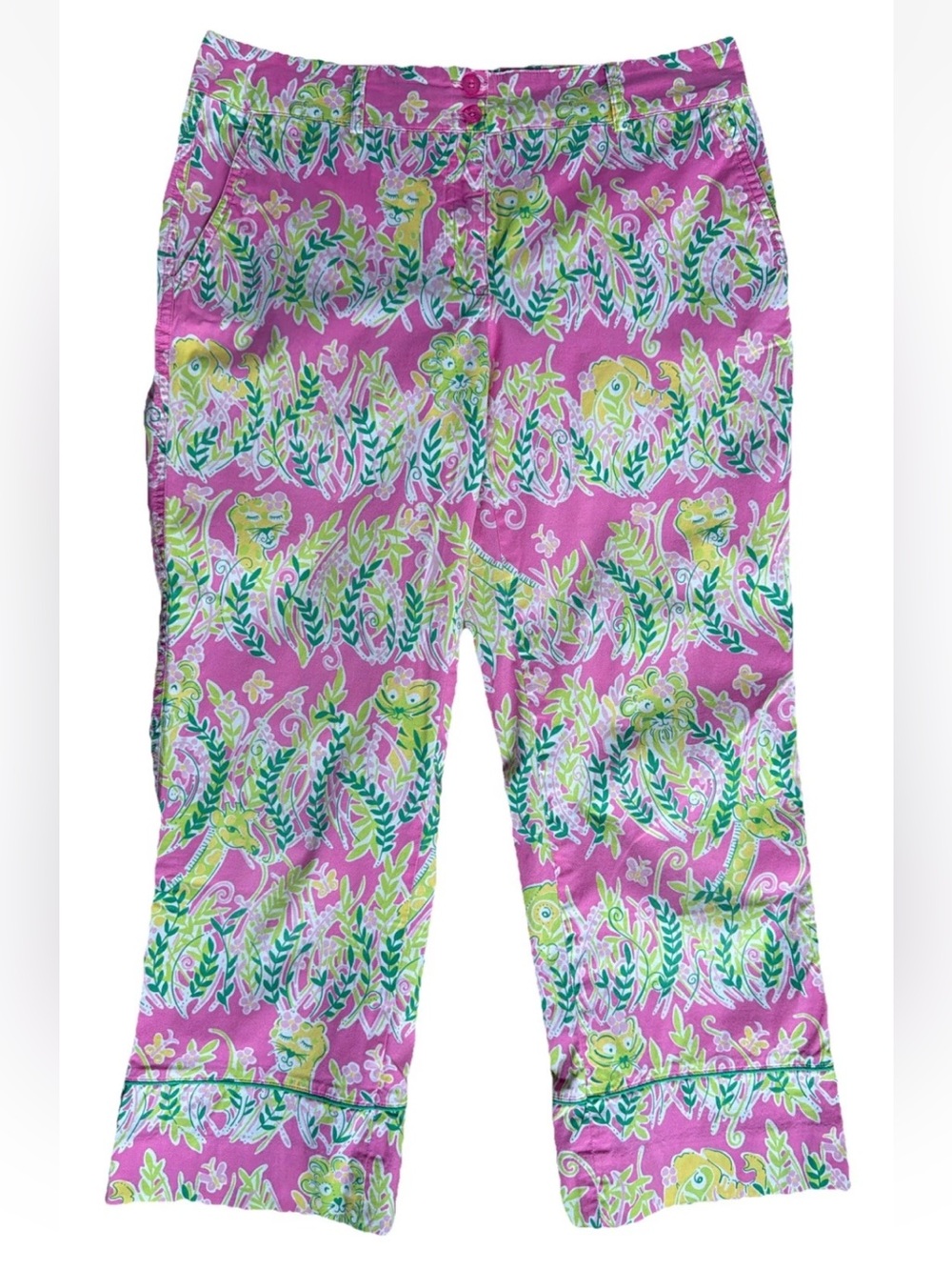 Lilly Pulitzer Millionaires Row Jungle Capris Pink Size 4 Preppy Palm Tropical